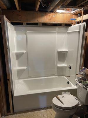 Tub-shower unit installed