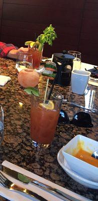 Butternut Squash soup, Baja Bloody Mary, Classic Bloody Mary and French press coffee, all delicious!