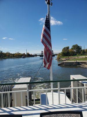 On top deck of boat