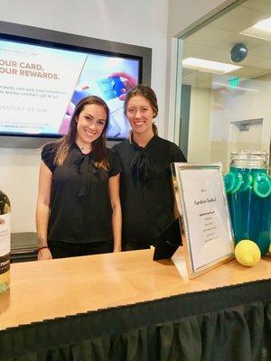 Our bartenders made cocktails with an ocean theme for the Grand Opening of a bank near the water.