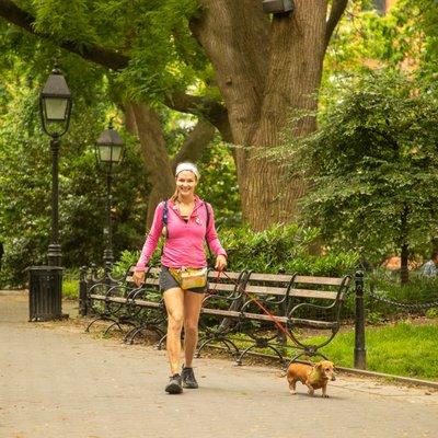 NYC Doggies dog walker Paula with little Jager