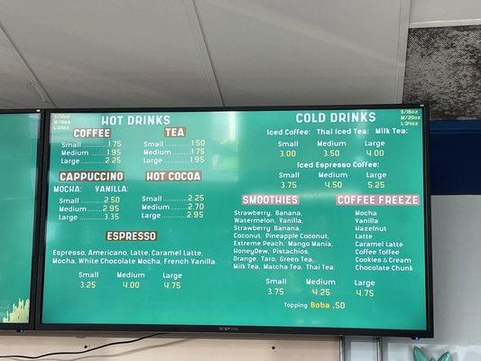 Menu - drinks