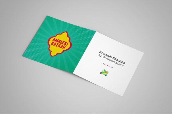 International import export brand called Amreeki Bazaar - Logo and pamphlet.