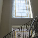 Leaded Glass in Multiple Level Hallways