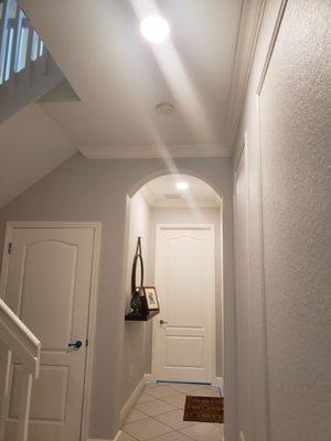 Hallway ceiling lights.