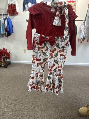 Bell bottomed Santa Claus with cactus and cowboy boots. Onesie and pants. Size 3-6 months