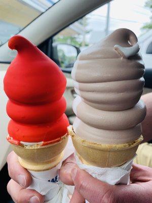 Cherry dipped cone and twist - yum!