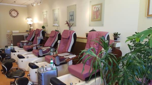 Pedicure station,  massaging chairs.