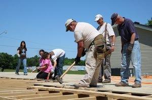 Habitat builds using caring volunteers from the community.