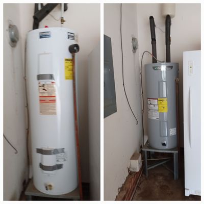 Electric water heater swap out. Another happy customer!