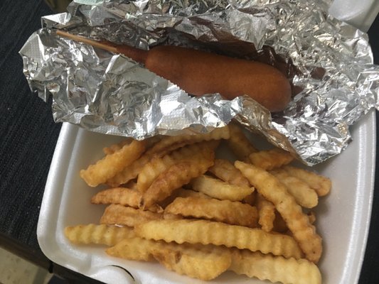 Corndog and fries