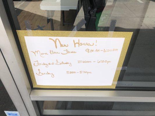 New Hours for Sally's