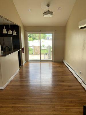 Deep cleaning living room , with window shine