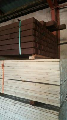 1x4x8 Utility fir & 4x4x6' Pressue Treated post Chamfer tops with 3/4" hole's for cable.