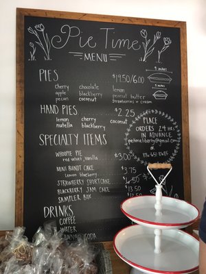 Pie Time menu