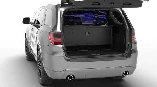 The LOFT Weapon and Electronics Storage Compartment shown in Dodge Durango