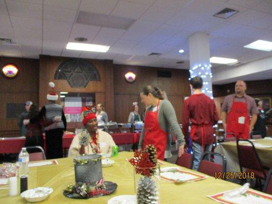 The dining area was (thankfully) awash with volunteers.