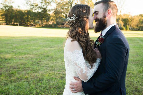 Cute bride and groom portrait