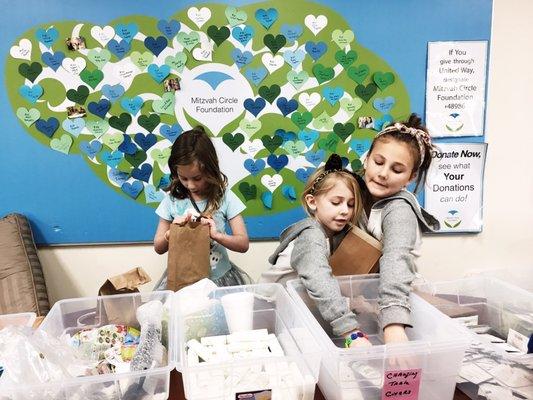 The kids loved counting out the toiletry items for the bags.