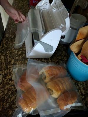 Preparing kolaches for an airline trip to Miami