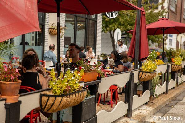 Egg at Midtown - Patio. Locust Street is becoming a place to people watch.