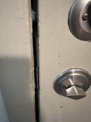 Broken bottom lock of front door