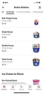 What I thought I ordered - 3 scoop Sundae...