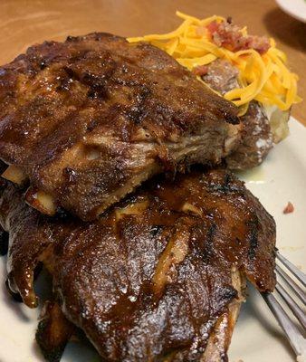 Full Slab Ribs with Loaded Baked Potato