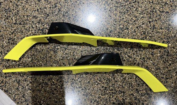 2023 Corvette Z06 front bumper fascia custom painted and colored matched Accelerate Yellow and cut to Carbon Flash Black