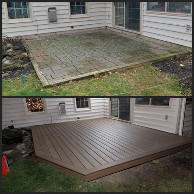 Before/after of a new floating deck we built!