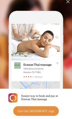 Welcome to Erawan Thai massage book for make appointment app Mindbody.