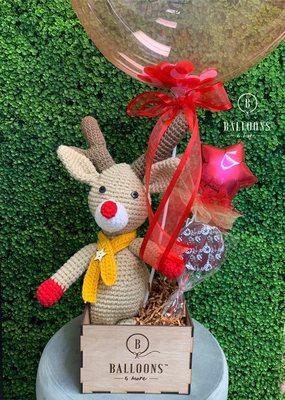 Perfect Christmas Gift. Knitted animal, Keto friendly Chocolate Pop and Personalized Balloon