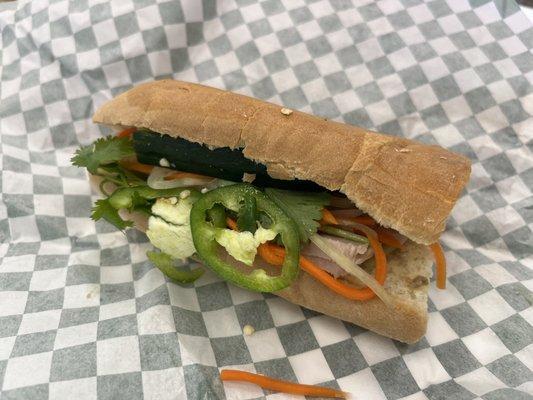 Pork roll banh mi sandwich