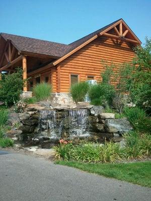 The waterfall at the Lake Leelanau RV Park lodge.