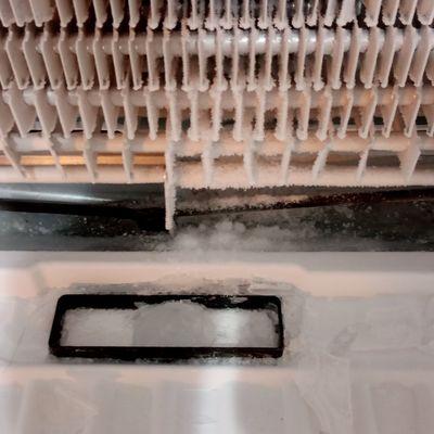 This customer left the refrigerator door open overnight causing airflow passages to become completely blocked with ice.