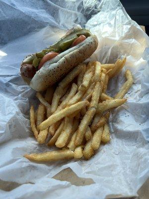 Chicago-dog with fries!