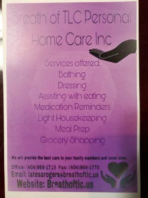 Services offered for care