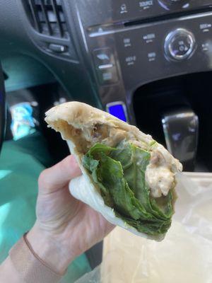 Delicious vegan chicken salad wrap $7.95