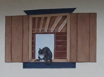 Window Mural with cat