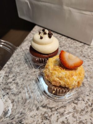 Strawberry Crunch and Red Velvet Cupcakes