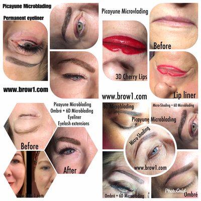 6D Microblading, ombré, Micro-Shading, Permanent Makeup, Permanent eyeliner, eyelash extensions, Lip liner, and 3D Candy Lips