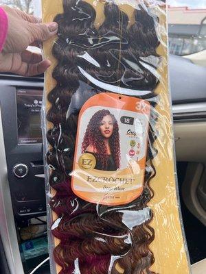 Products for crochet braids (this is merely a sample)