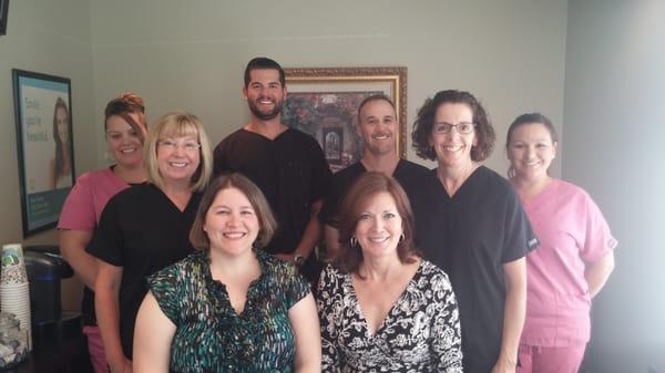 Dr. Bandy and Dr. Kiss with staff from left to right Tammy, Laurie, Lori, Gail, Laureen and Trisha