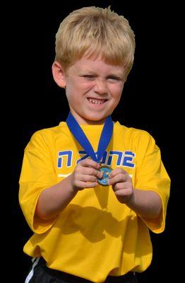 Very excited for his medal