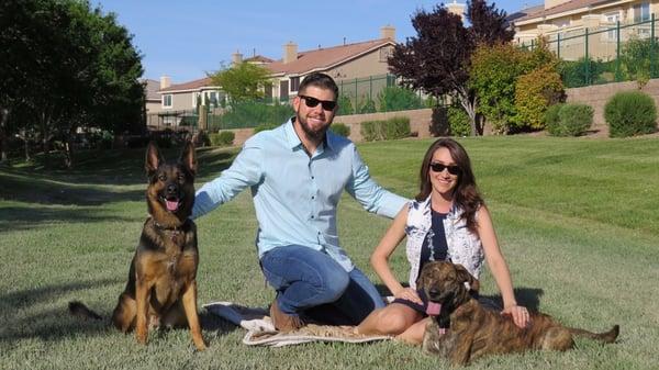 Kolton & Kristin with their dogs-Rebel & Abby