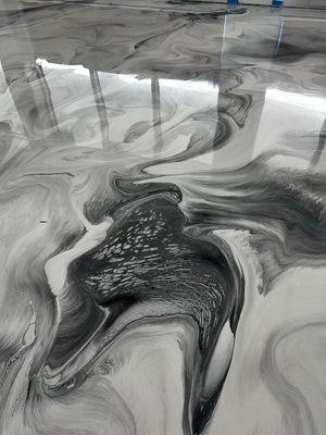 Residential Interior Floor - Black/White Marble Metallic