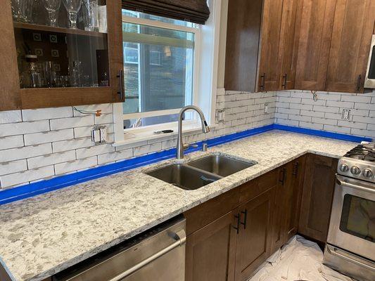 Kitchen backsplash install