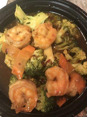 Shrimp with broccoli in garlic sauce...Delicious!