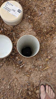 Looking down in to the septic tank