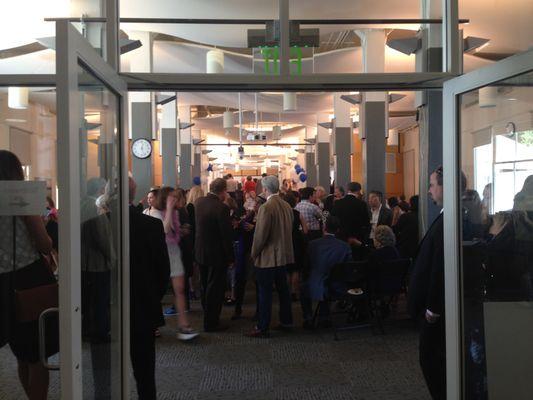 Inside the cafeteria during graduation at The Bay School of San Francisco.